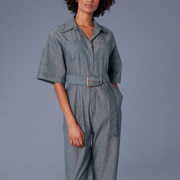 NWT DVF Lightweight Pocket Jean Jumpsuit - Picture 2 of 3